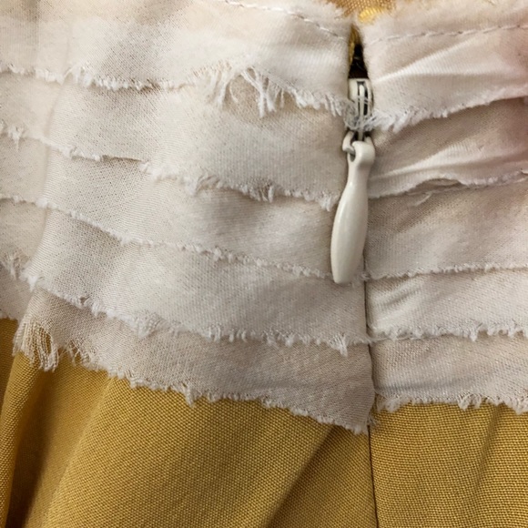 SOLD Anthro Hitherto Yellow/Cream Strapless Dress - Picture 7 of 8